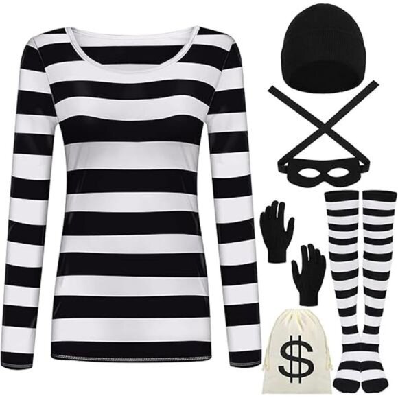 Women's Robber Costume Set - Cosplay Thief Accessories for Halloween Party - Picture 7 of 7